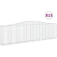 vidaXL Gabionen mit Hochbogen 15Stk. 400x30x100/120cm Verzinktes Eisen