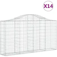vidaXL Gabionen mit Hochbogen 14Stk. 200x30x100/120cm Verzinktes Eisen