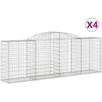 vidaXL Gabionen mit Hochbogen 4 Stk. 300x50x100/120cm Verzinktes Eisen