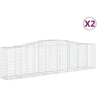 vidaXL Gabionen mit Hochbogen 2 Stk. 400x50x100/120cm Verzinktes Eisen