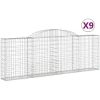 vidaXL Gabionen mit Hochbogen 9 Stk. 300x30x100/120cm Verzinktes Eisen