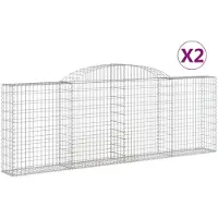 vidaXL Gabionen mit Hochbogen 2 Stk. 300x30x100/120cm Verzinktes Eisen