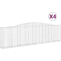vidaXL Gabionen mit Hochbogen 4 Stk. 400x30x100/120cm Verzinktes Eisen