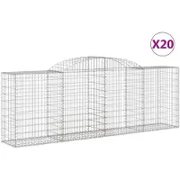 vidaXL Gabionen mit Hochbogen 20 Stk 300x50x100/120cm Verzinktes Eisen