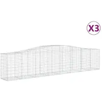 vidaXL Gabionen mit Hochbogen 3 Stk. 400x50x80/100cm Verzinktes Eisen