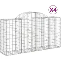 vidaXL Gabionen mit Hochbogen 4 Stk. 200x50x100/120cm Verzinktes Eisen