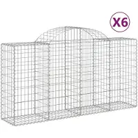 vidaXL Gabionen mit Hochbogen 6 Stk. 200x50x100/120cm Verzinktes Eisen