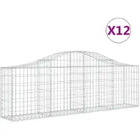 vidaXL Gabionen mit Hochbogen 12 Stk. 200x30x60/80 cm Verzinktes Eisen