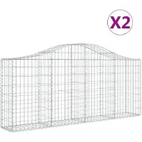 vidaXL Gabionen mit Hochbogen 2 Stk. 200x30x80/100 cm Verzinktes Eisen