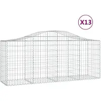 vidaXL Gabionen mit Hochbogen 13 Stk. 200x50x80/100cm Verzinktes Eisen