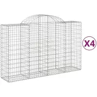 vidaXL Gabionen mit Hochbogen 4 Stk. 200x50x120/140cm Verzinktes Eisen