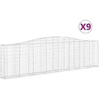 vidaXL Gabionen mit Hochbogen 9 Stk. 400x30x100/120cm Verzinktes Eisen