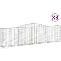 vidaXL Gabionen mit Hochbogen 3 Stk. 400x30x100/120cm Verzinktes Eisen