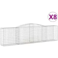 vidaXL Gabionen mit Hochbogen 8 Stk. 400x50x100/120cm Verzinktes Eisen