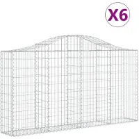 vidaXL Gabionen mit Hochbogen 6 Stk. 200x30x100/120cm Verzinktes Eisen