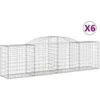 vidaXL Gabionen mit Hochbogen 6 Stk. 300x50x80/100 cm Verzinktes Eisen