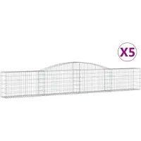 vidaXL Gabionen mit Hochbogen 5 Stk. 400x30x60/80 cm Verzinktes Eisen