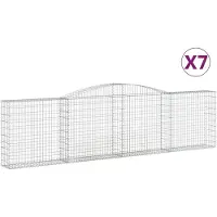 vidaXL Gabionen mit Hochbogen 7 Stk. 400x30x100/120cm Verzinktes Eisen