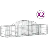 vidaXL Gabionen mit Hochbogen 2 Stk. 200x50x40/60 cm Verzinktes Eisen