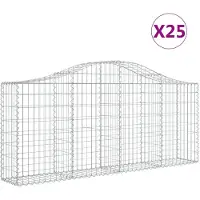 vidaXL Gabionen mit Hochbogen 25 Stk. 200x30x80/100cm Verzinktes Eisen