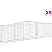 vidaXL Gabionen mit Hochbogen 8 Stk. 400x50x100/120cm Verzinktes Eisen