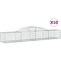 vidaXL Gabionen mit Hochbogen 10 Stk. 300x50x40/60 cm Verzinktes Eisen