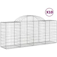vidaXL Gabionen mit Hochbogen 10 Stk. 200x50x80/100cm Verzinktes Eisen