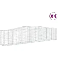 vidaXL Gabionen mit Hochbogen 4 Stk. 400x50x80/100cm Verzinktes Eisen