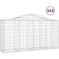 vidaXL Gabionen mit Hochbogen 15 Stk 200x50x100/120cm Verzinktes Eisen