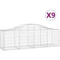 vidaXL Gabionen mit Hochbogen 9 Stk. 200x50x60/80 cm Verzinktes Eisen