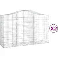 vidaXL Gabionen mit Hochbogen 2 Stk. 200x50x120/140cm Verzinktes Eisen