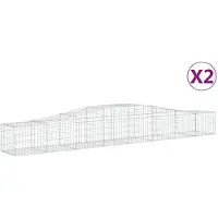 vidaXL Gabionen mit Hochbogen 2 Stk. 400x50x40/60cm Verzinktes Eisen
