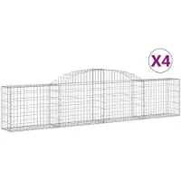 vidaXL Gabionen mit Hochbogen 4 Stk. 300x30x60/80 cm Verzinktes Eisen