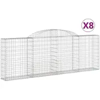 vidaXL Gabionen mit Hochbogen 8 Stk. 300x30x100/120cm Verzinktes Eisen