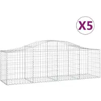 vidaXL Gabionen mit Hochbogen 5 Stk. 200x50x60/80 cm Verzinktes Eisen
