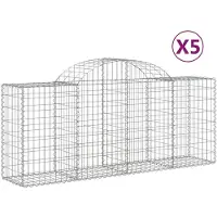 vidaXL Gabionen mit Hochbogen 5 Stk. 200x50x80/100 cm Verzinktes Eisen