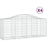 vidaXL Gabionen mit Hochbogen 4 Stk. 200x50x80/100 cm Verzinktes Eisen