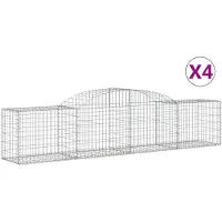 vidaXL Gabionen mit Hochbogen 4 Stk. 300x50x60/80 cm Verzinktes Eisen