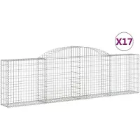 vidaXL Gabionen mit Hochbogen 17 Stk. 300x30x80/100cm Verzinktes Eisen