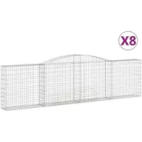 vidaXL Gabionen mit Hochbogen 8 Stk. 400x30x100/120cm Verzinktes Eisen