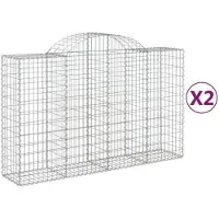 vidaXL Gabionen mit Hochbogen 2 Stk. 200x50x120/140cm Verzinktes Eisen