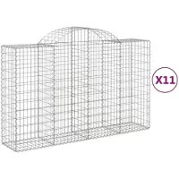 vidaXL Gabionen mit Hochbogen 11Stk. 200x50x120/140cm Verzinktes Eisen