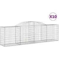 vidaXL Gabionen mit Hochbogen 10 Stk. 300x50x80/100cm Verzinktes Eisen