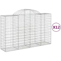 vidaXL Gabionen mit Hochbogen 12Stk. 200x50x120/140cm Verzinktes Eisen