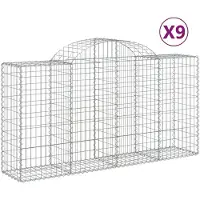 vidaXL Gabionen mit Hochbogen 9 Stk. 200x50x100/120cm Verzinktes Eisen
