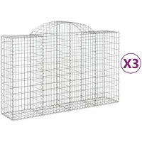 vidaXL Gabionen mit Hochbogen 3 Stk. 200x50x120/140cm Verzinktes Eisen