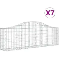 vidaXL Gabionen mit Hochbogen 7 Stk. 200x30x60/80 cm Verzinktes Eisen
