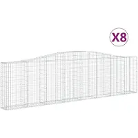 vidaXL Gabionen mit Hochbogen 8 Stk. 400x30x100/120cm Verzinktes Eisen