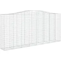 vidaXL Gabione mit Hochbogen 400x50x180/200 cm Verzinktes Eisen