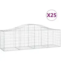 vidaXL Gabionen mit Hochbogen 25 Stk. 200x50x60/80 cm Verzinktes Eisen